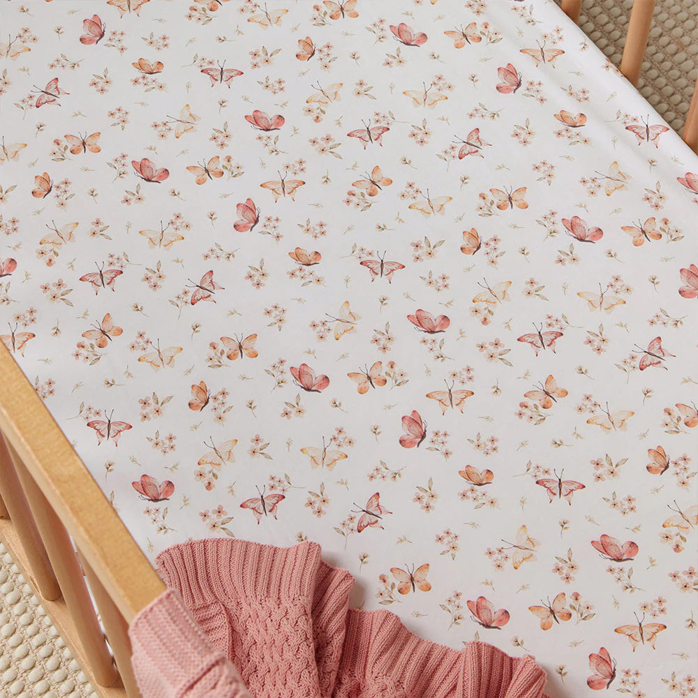 Snuggle Hunny - Organic Fitted Cot Sheet - Butterfly Cot Sheet Snuggle Hunny 