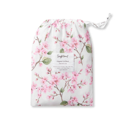 Snuggle Hunny - Organic Fitted Cot Sheet - Cherry Blossom Cot Sheet Snuggle Hunny 