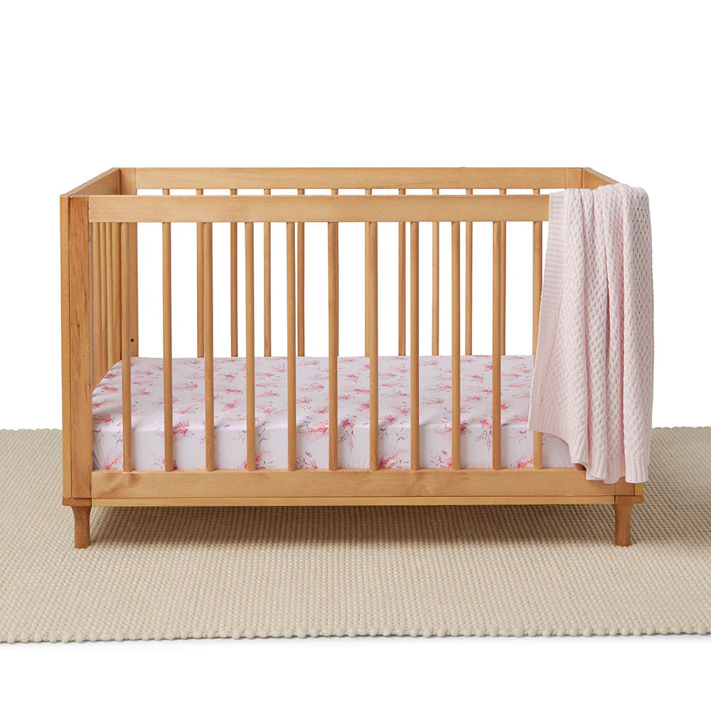 Snuggle Hunny - Organic Fitted Cot Sheet - Coral Cot Sheet Snuggle Hunny 