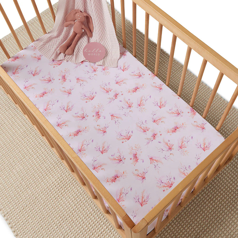 Snuggle Hunny - Organic Fitted Cot Sheet - Coral Cot Sheet Snuggle Hunny 