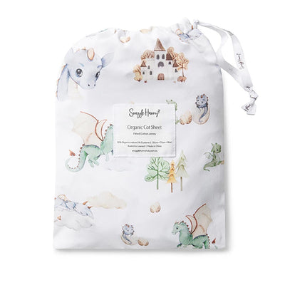 Snuggle Hunny Organic Fitted Cot Sheet - Dragon Cot Sheet Snuggle Hunny 