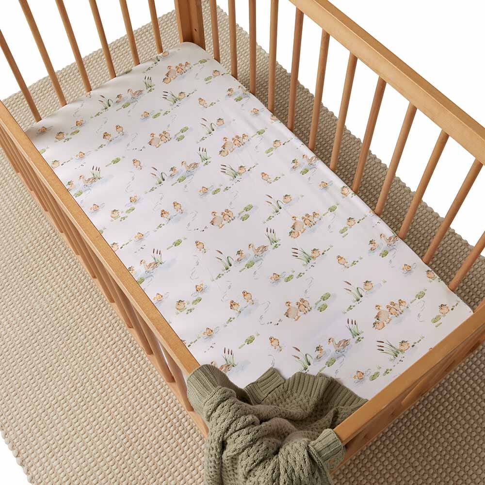 Snuggle Hunny Organic Fitted Cot Sheet - Duck Pond Cot Sheet Snuggle Hunny 