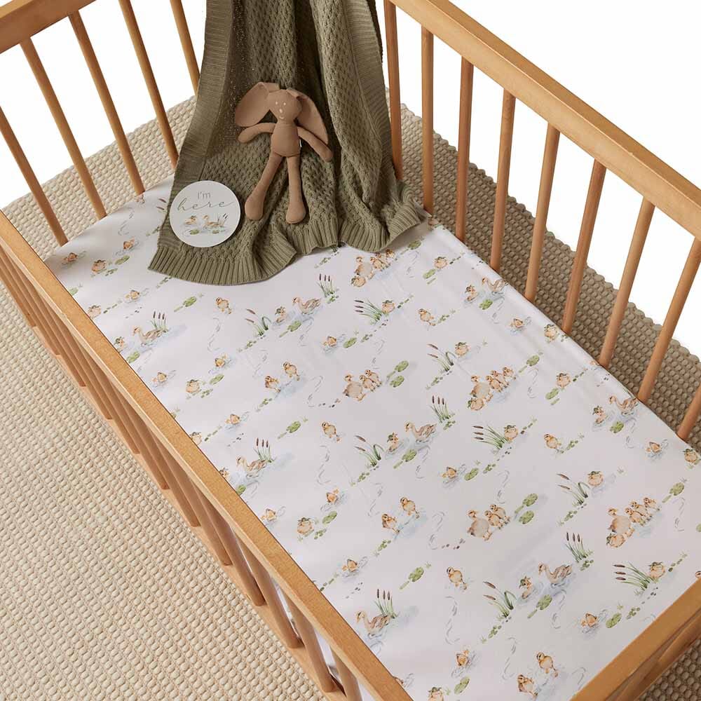 Snuggle Hunny Organic Fitted Cot Sheet - Duck Pond Cot Sheet Snuggle Hunny 