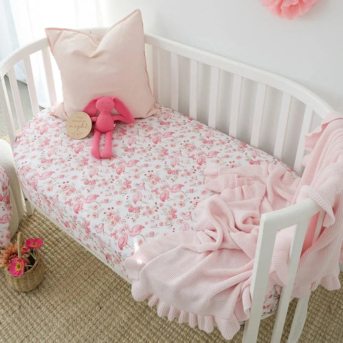 Snuggle Hunny - Organic Fitted Cot Sheet | Flamingos