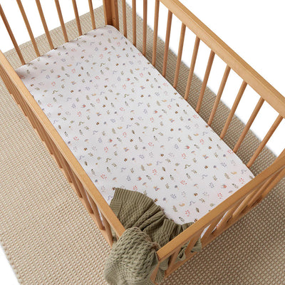 Snuggle Hunny - Organic Fitted Cot Sheet - Garden Friends Cot Sheet Snuggle Hunny 