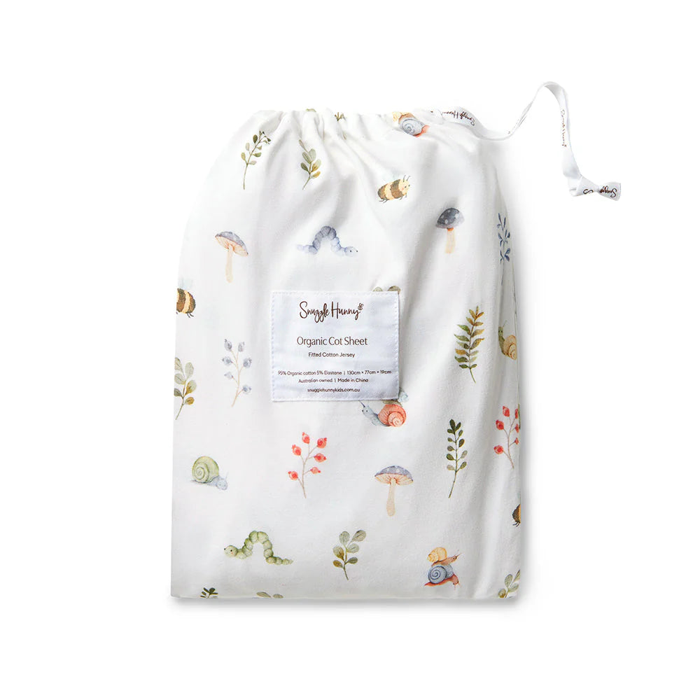 Snuggle Hunny - Organic Fitted Cot Sheet - Garden Friends Cot Sheet Snuggle Hunny 