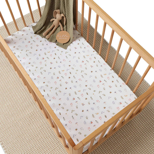 Snuggle Hunny - Organic Fitted Cot Sheet - Garden Friends