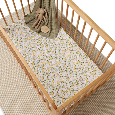 Snuggle Hunny - Organic Fitted Cot Sheet - Golden Wattle Cot Sheet Snuggle Hunny 