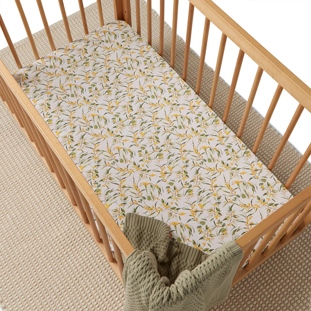 Snuggle Hunny - Organic Fitted Cot Sheet - Golden Wattle Cot Sheet Snuggle Hunny 