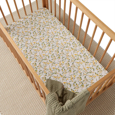 Snuggle Hunny - Organic Fitted Cot Sheet - Golden Wattle Cot Sheet Snuggle Hunny 