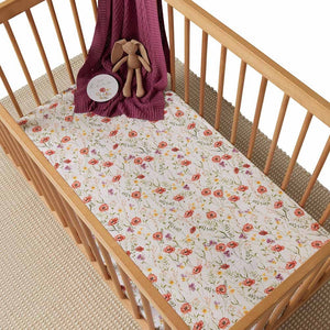 Snuggle Hunny - Organic Fitted Cot Sheet - Meadow