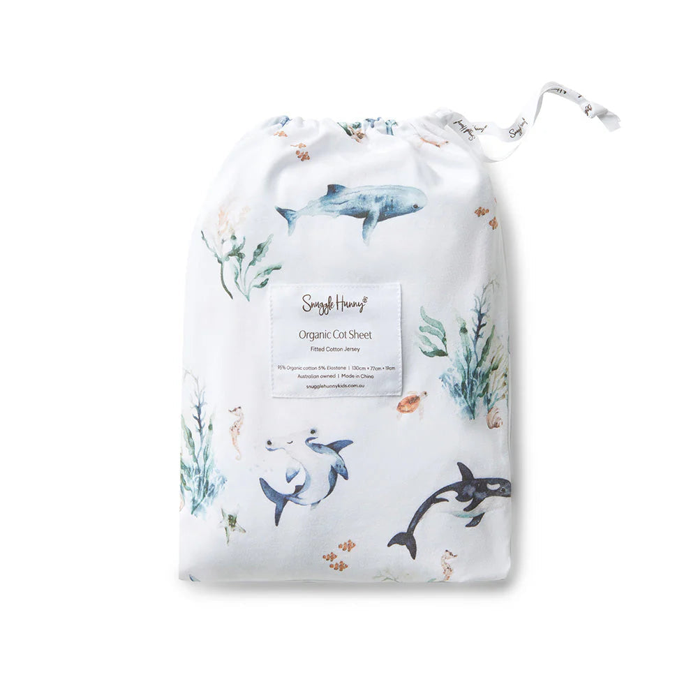 Snuggle Hunny - Organic Fitted Cot Sheet - Ocean Cot Sheet Snuggle Hunny 