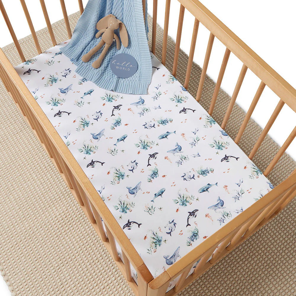 Snuggle Hunny - Organic Fitted Cot Sheet - Ocean Cot Sheet Snuggle Hunny 