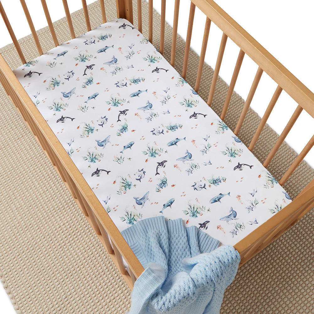 Snuggle Hunny - Organic Fitted Cot Sheet - Ocean Cot Sheet Snuggle Hunny 