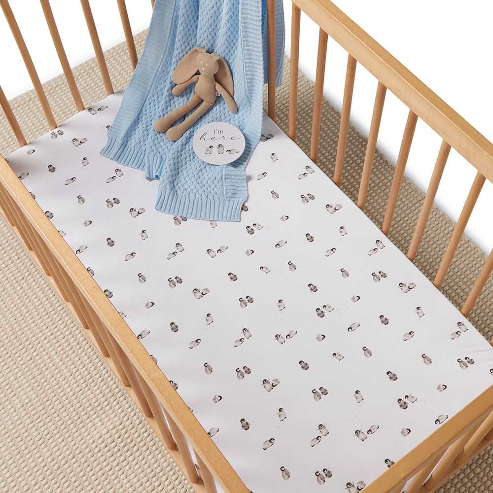 Snuggle Hunny Organic Fitted Cot Sheet - Penguin Cot Sheet Snuggle Hunny 