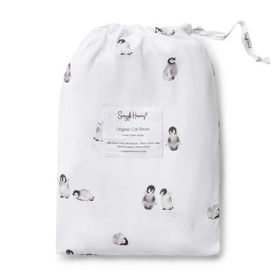 Snuggle Hunny Organic Fitted Cot Sheet - Penguin Cot Sheet Snuggle Hunny 