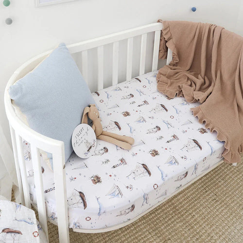 Snuggle Hunny - Organic Fitted Cot Sheet | Set Sail