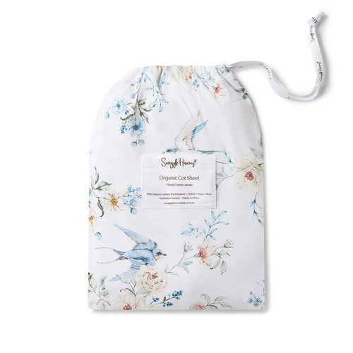 Snuggle Hunny - Organic Fitted Cot Sheet | Sweet Swallows