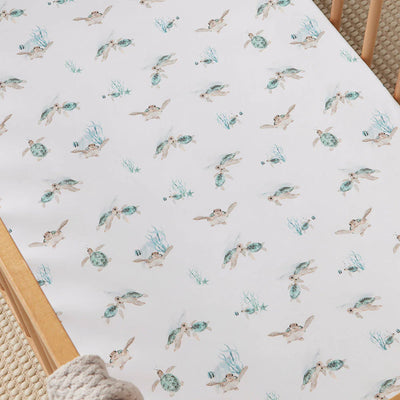 Snuggle Hunny - Organic Fitted Cot Sheet - Turtle Cot Sheet Snuggle Hunny 