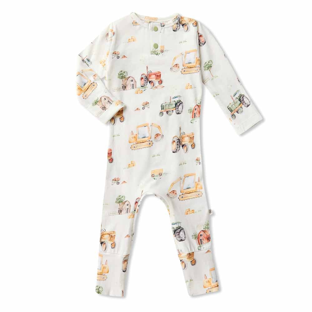 Snuggle Hunny Organic Growsuit - Diggers & Tractors Growsuit Snuggle Hunny 