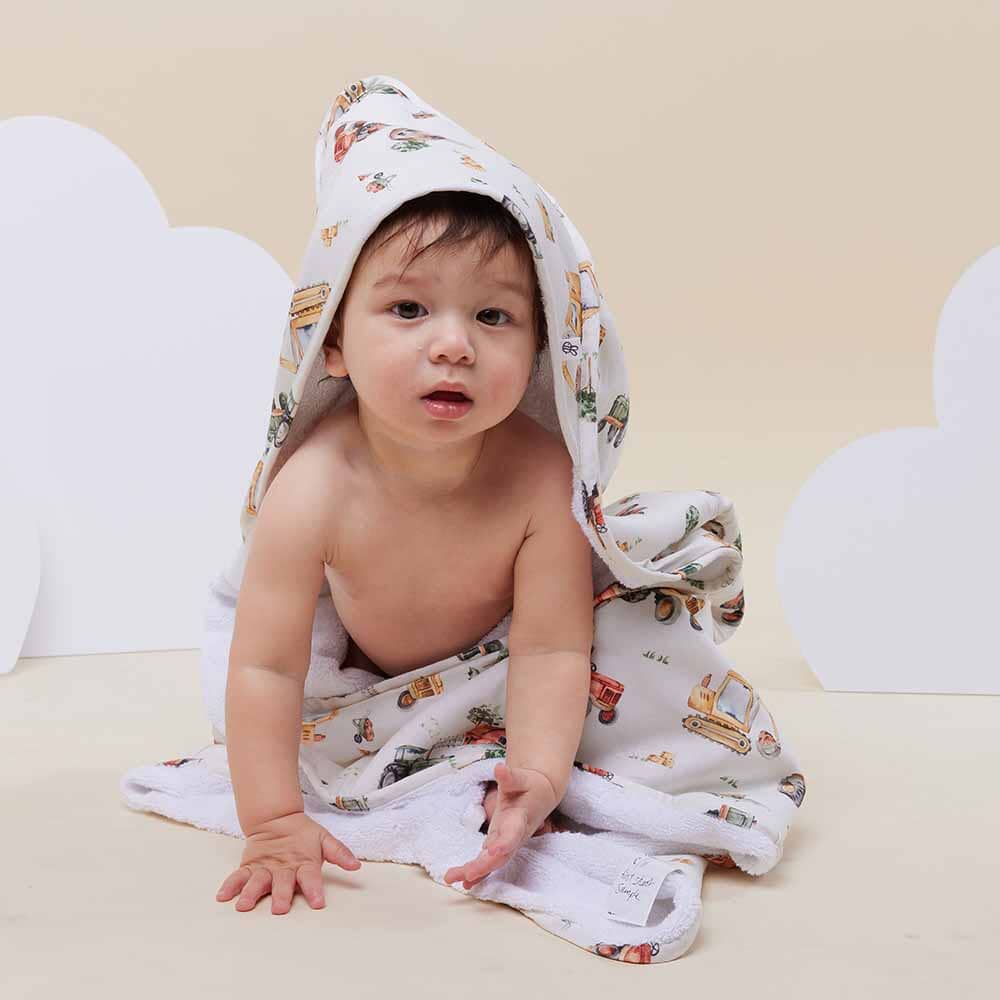 Snuggle Hunny Organic Hooded Baby Towel - Diggers & Tractors Towel Snuggle Hunny 
