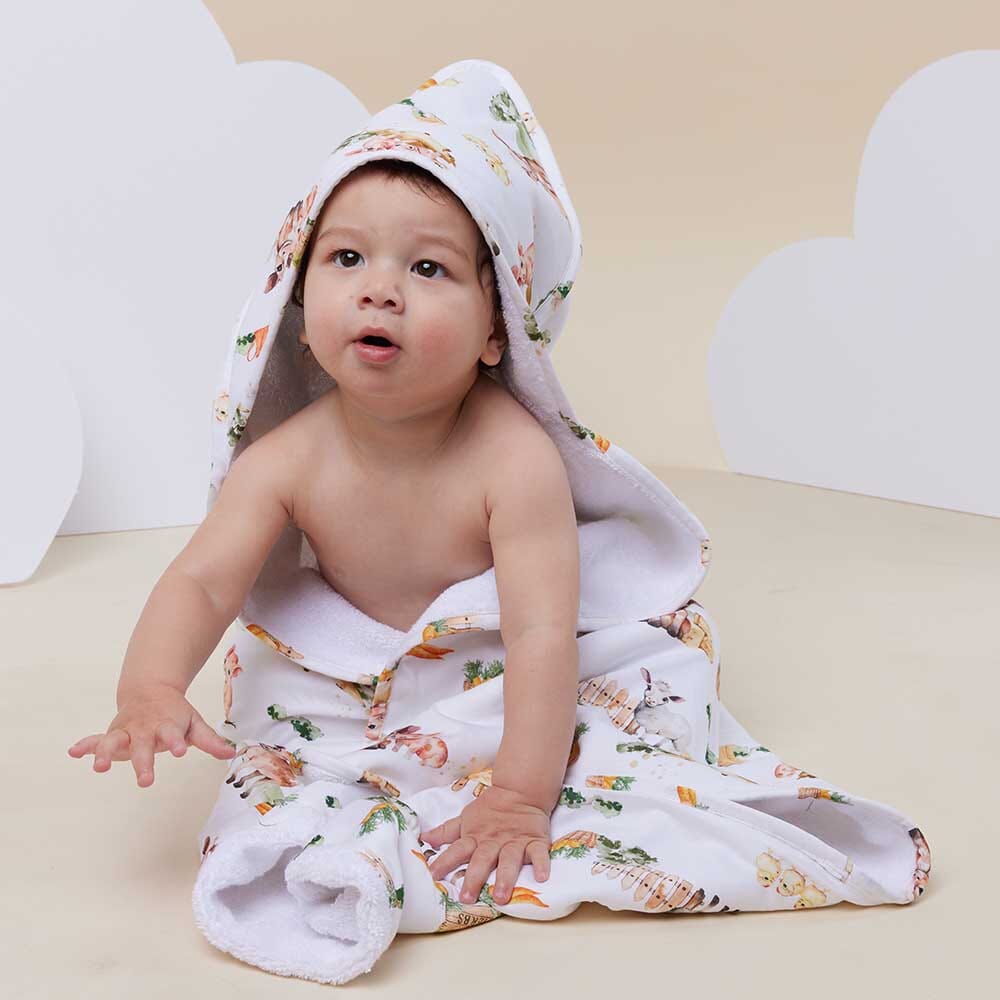 Snuggle Hunny Organic Hooded Baby Towel - Farm Towel Snuggle Hunny 