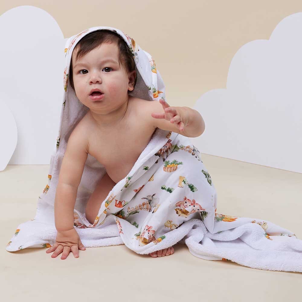 Snuggle Hunny Organic Hooded Baby Towel - Farm Towel Snuggle Hunny 