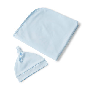 Snuggle Hunny - Organic Jersey Wrap & Beanie Set - Baby Blue