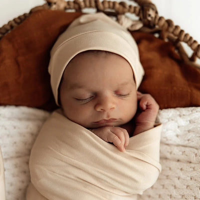 Snuggle Hunny - Organic Jersey Wrap & Beanie Set | Babyccino Jersey Wrap Snuggle Hunny 