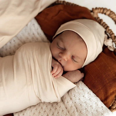 Snuggle Hunny - Organic Jersey Wrap & Beanie Set | Babyccino Jersey Wrap Snuggle Hunny 