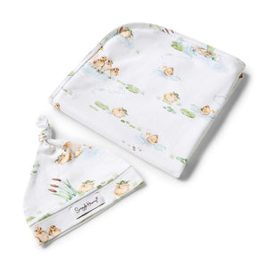 Snuggle Hunny - Organic Jersey Wrap & Beanie Set - Duck Pond