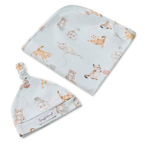 Snuggle Hunny - Organic Jersey Wrap & Beanie Set | Kittens