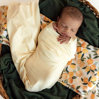 Snuggle Hunny - Organic Jersey Wrap & Beanie Set | Lemon Sorbet Jersey Wrap Snuggle Hunny 