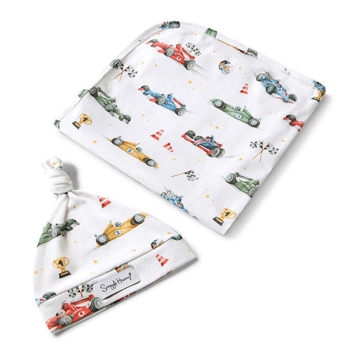 Snuggle Hunny - Organic Jersey Wrap & Beanie Set | Little Racers