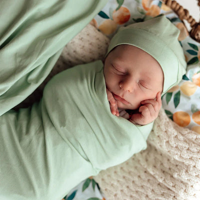 Snuggle Hunny - Organic Jersey Wrap & Beanie Set | Mint Jersey Wrap Snuggle Hunny 