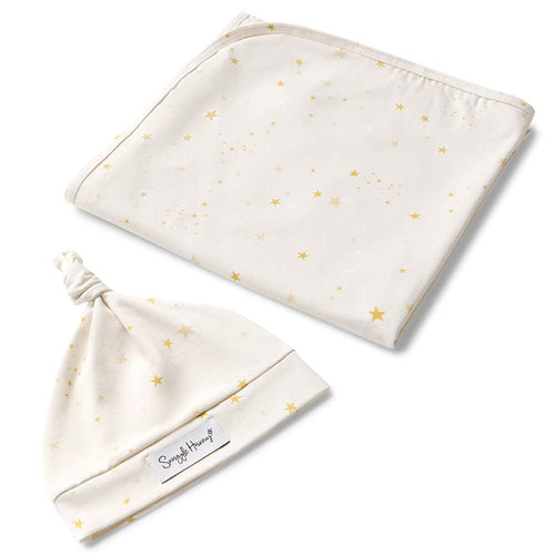 Snuggle Hunny - Organic Jersey Wrap & Beanie Set | Stardust