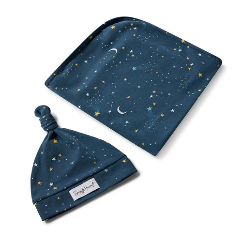 Snuggle Hunny - Organic Jersey Wrap & Beanie Set | Starry Night