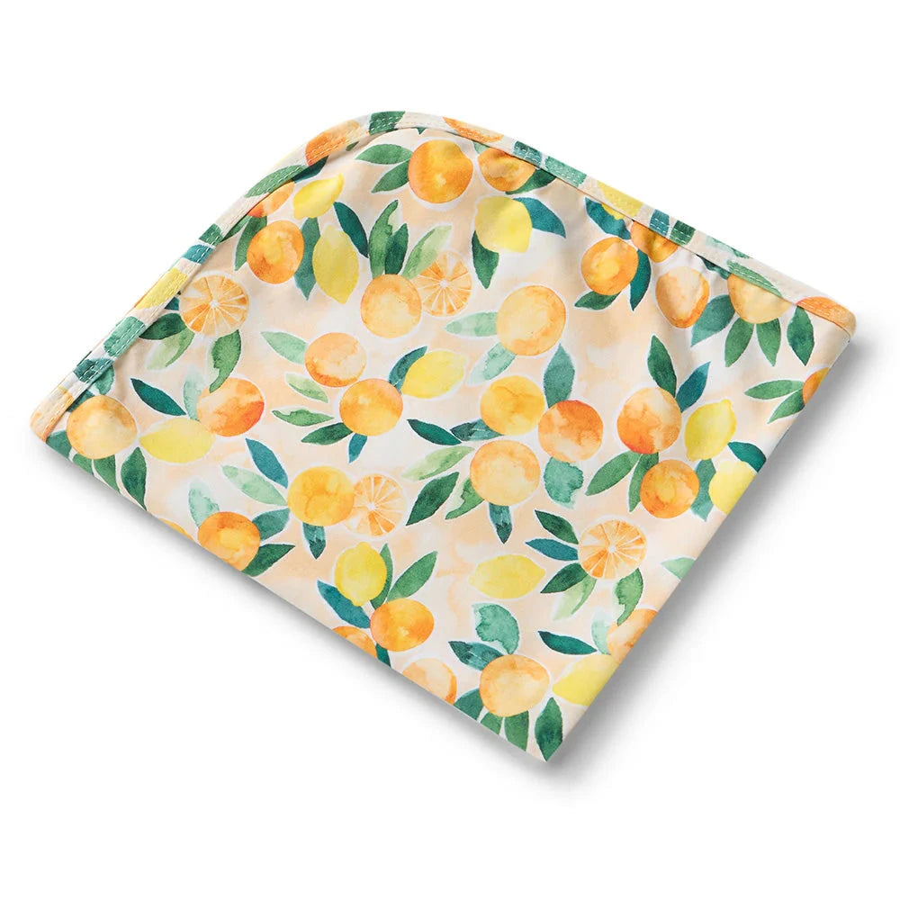 Snuggle Hunny - Organic Jersey Wrap & Beanie Set | Sunny Citrus Jersey Wrap Snuggle Hunny 