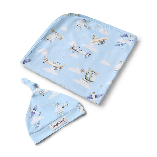 Snuggle Hunny - Organic Jersey Wrap & Beanie Set | Taking Flight