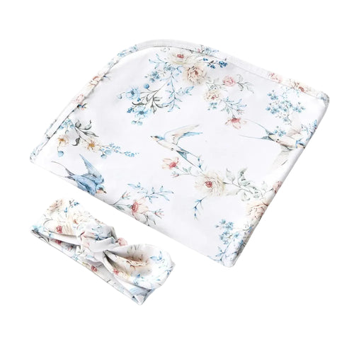 Snuggle Hunny - Organic Jersey Wrap & Top Knot Set | Sweet Swallows