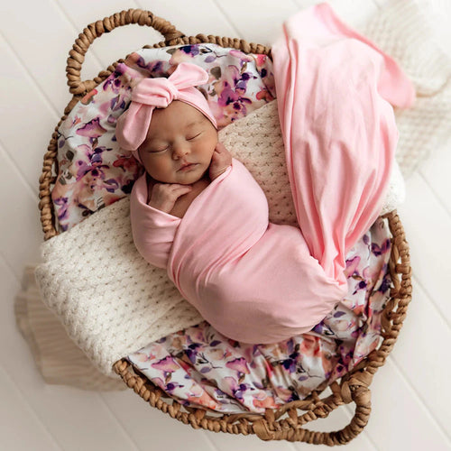 Snuggle Hunny - Organic Jersey Wrap & Topknot Set | Bubblegum