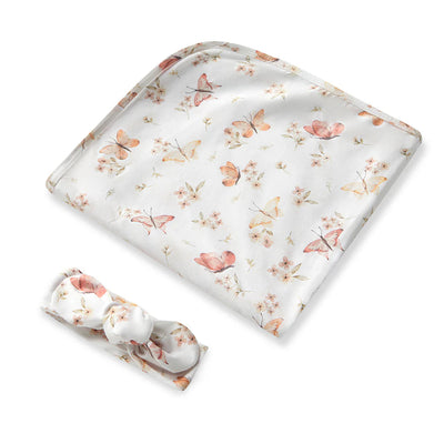 Snuggle Hunny - Organic Jersey Wrap & Topknot Set - Butterfly Jersey Wrap Snuggle Hunny 