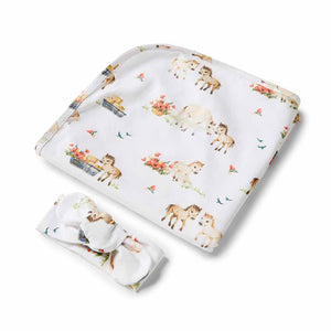 Snuggle Hunny - Organic Jersey Wrap & Topknot Set - Pony Pals