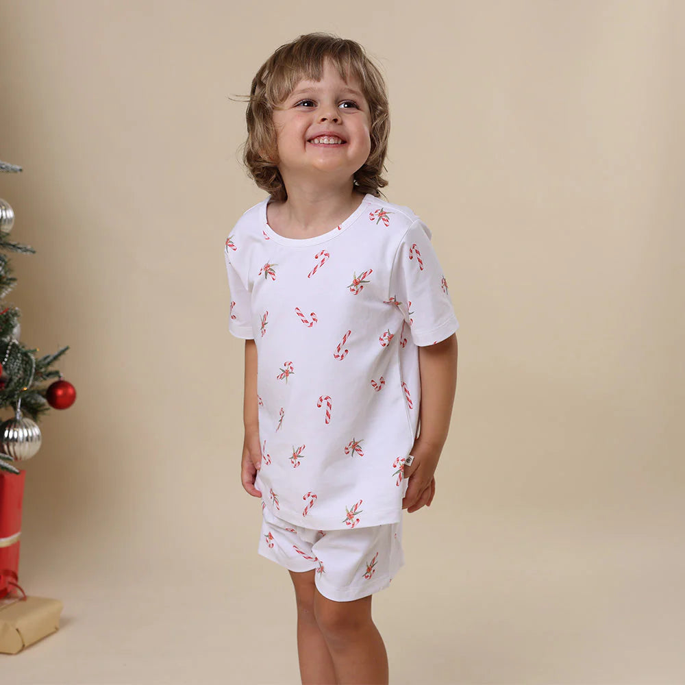 Snuggle Hunny - Organic Kids PJ Set Candy Cane Short Sleeve Pyjamas Snuggle Hunny 