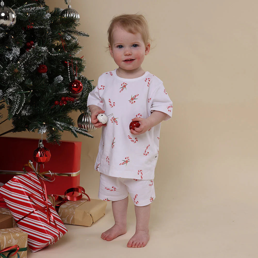 Snuggle Hunny - Organic Kids PJ Set Candy Cane Short Sleeve Pyjamas Snuggle Hunny 