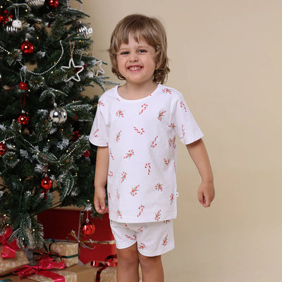 Snuggle Hunny - Organic Kids PJ Set Candy Cane Short Sleeve Pyjamas Snuggle Hunny 