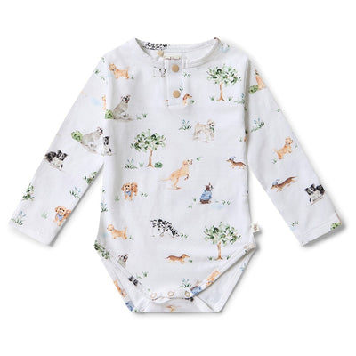 Snuggle Hunny - Organic Long Sleeve Bodysuit | Dog Park Bodysuit Snuggle Hunny 