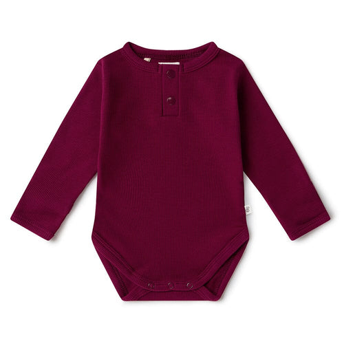 Snuggle Hunny - Organic Long Sleeve Bodysuit | Raspberry