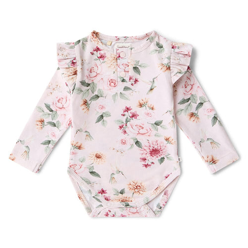 Snuggle Hunny - Organic Long Sleeve Bodysuit with Frill | Birds & Blooms
