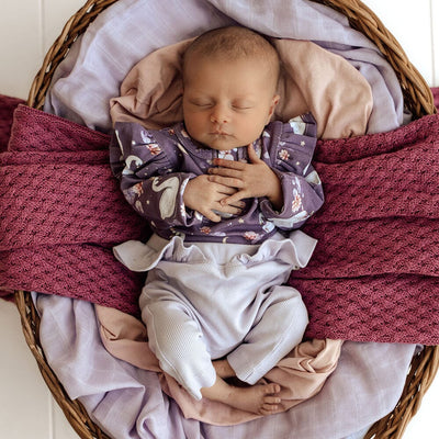 Snuggle Hunny - Organic Long Sleeve Bodysuit with Frill | Midnight Swan Bodysuit Snuggle Hunny 